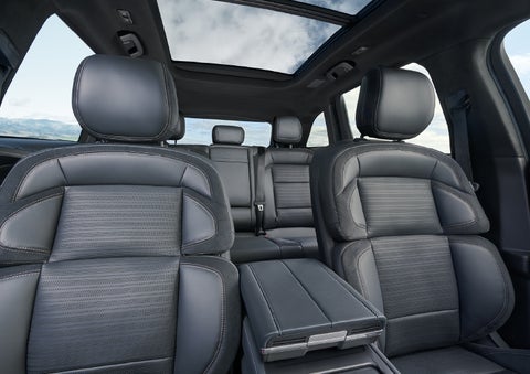 The spacious second row and available panoramic Vista Roof® is shown. | West Point Lincoln in Houston TX